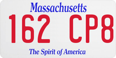 MA license plate 162CP8