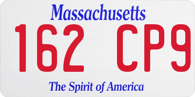 MA license plate 162CP9