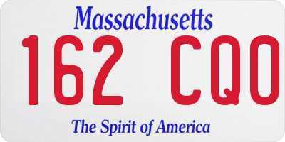 MA license plate 162CQ0