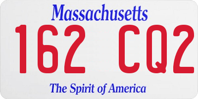 MA license plate 162CQ2