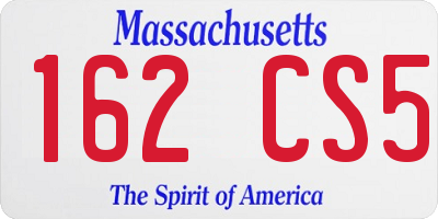 MA license plate 162CS5