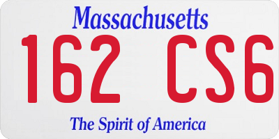 MA license plate 162CS6