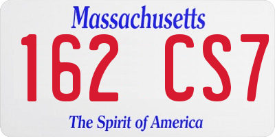 MA license plate 162CS7