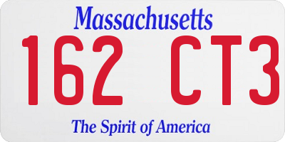 MA license plate 162CT3