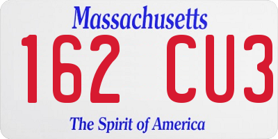 MA license plate 162CU3