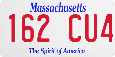 MA license plate 162CU4