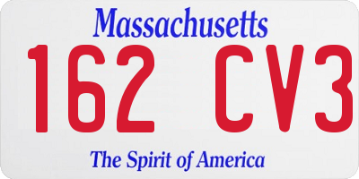 MA license plate 162CV3