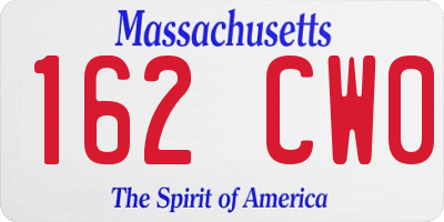 MA license plate 162CW0