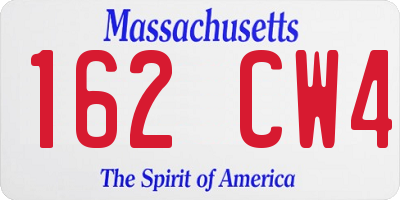 MA license plate 162CW4