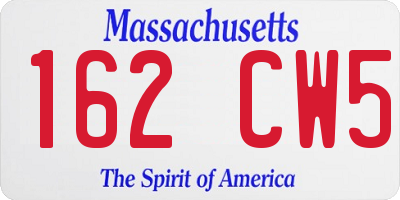 MA license plate 162CW5