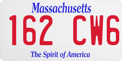 MA license plate 162CW6