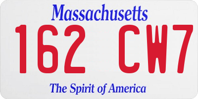 MA license plate 162CW7