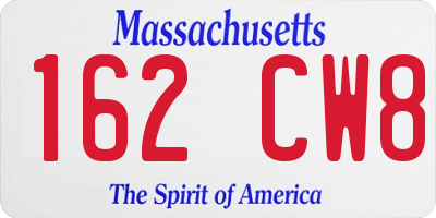 MA license plate 162CW8
