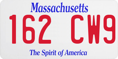 MA license plate 162CW9