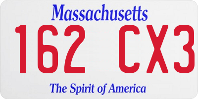 MA license plate 162CX3