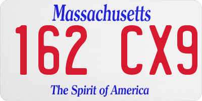 MA license plate 162CX9