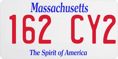 MA license plate 162CY2