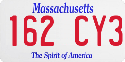 MA license plate 162CY3