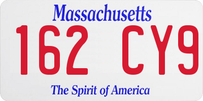 MA license plate 162CY9