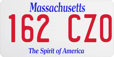 MA license plate 162CZ0