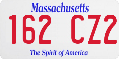 MA license plate 162CZ2