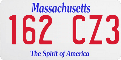 MA license plate 162CZ3