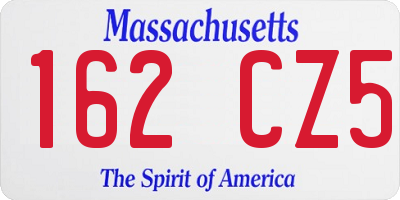 MA license plate 162CZ5