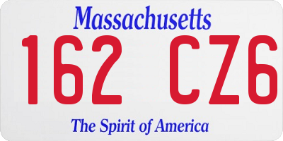 MA license plate 162CZ6