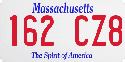 MA license plate 162CZ8
