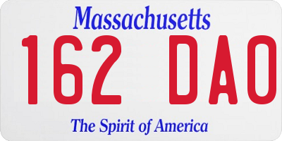 MA license plate 162DA0