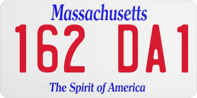 MA license plate 162DA1