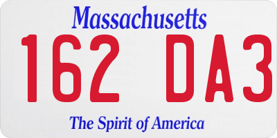 MA license plate 162DA3