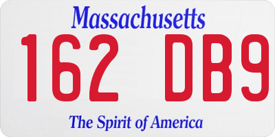 MA license plate 162DB9