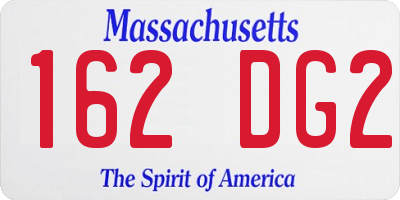 MA license plate 162DG2