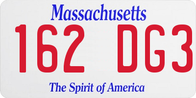MA license plate 162DG3