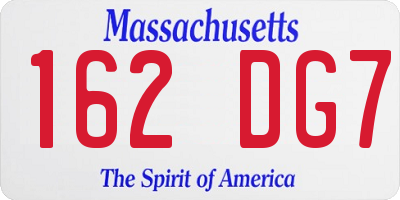 MA license plate 162DG7