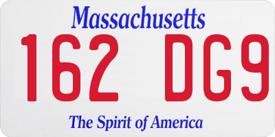 MA license plate 162DG9