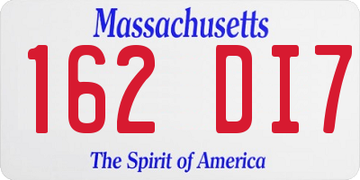 MA license plate 162DI7