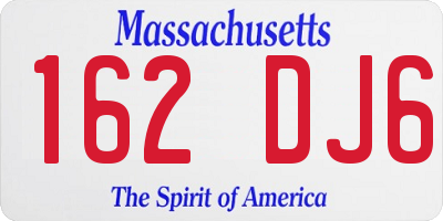 MA license plate 162DJ6