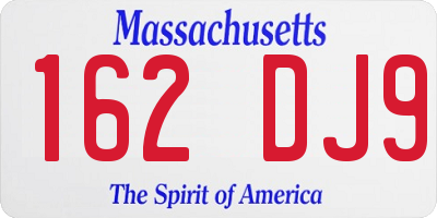 MA license plate 162DJ9