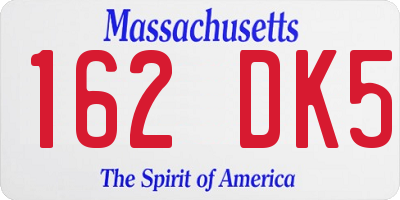 MA license plate 162DK5