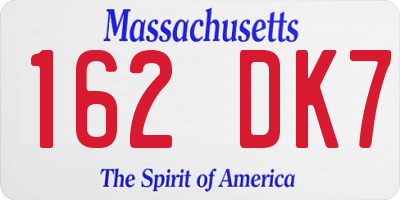 MA license plate 162DK7