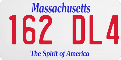 MA license plate 162DL4