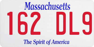 MA license plate 162DL9