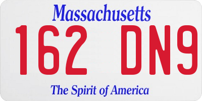 MA license plate 162DN9
