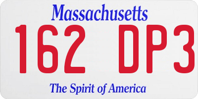 MA license plate 162DP3