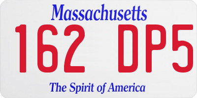 MA license plate 162DP5