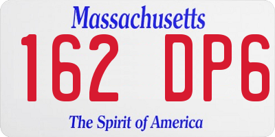 MA license plate 162DP6
