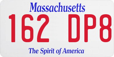 MA license plate 162DP8