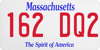 MA license plate 162DQ2